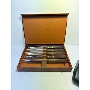 Vintage Kutmaster 5-Piece Steak Knife Set, Stainless Steel & Wood, Made in USA